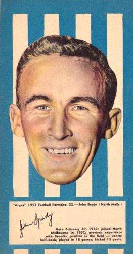 1953 Argus Football Portraits #22 John Brady Front